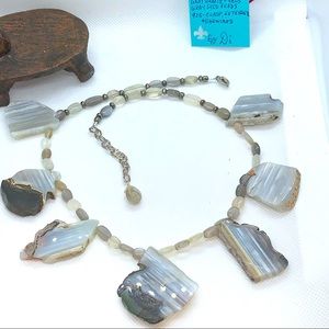 Handcrafted “Gray Skies” Botswana Agate Quartz & 925 Necklace & Earring Set